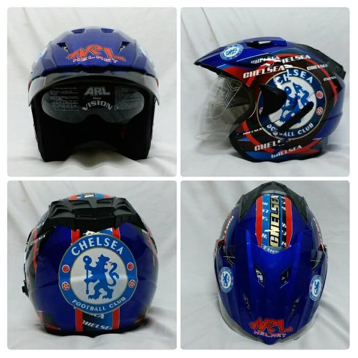 Helm Club Bola Half face Double Visor Chelsea Biru Tua.