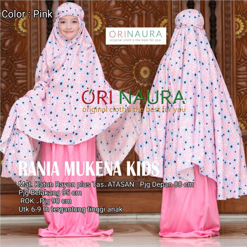 RANIA MUKENA KIDS rukuh anak kids adek katun rayon motif kembang original naura LAVENDER