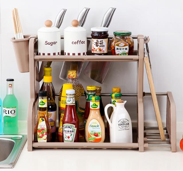 Rak dapur serbaguna Rak bumbu Rak pisau bahan pp+stainless steel