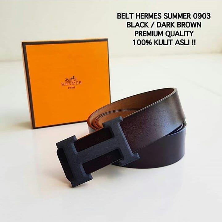 ikat pinggang Hermes Summer 0903 Dark Brown logo Black
