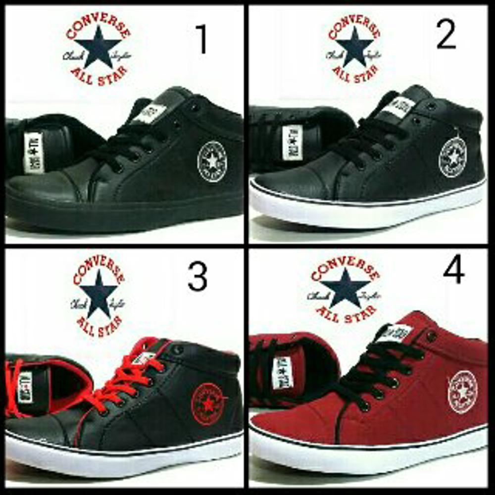 Promo Sepatu Converse All star Semi boots sepatu sekolah casual semi kulit hitam putih merah Fashion