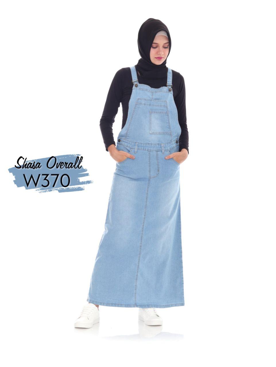 overall rok jeans wanita / overall rok panjang cewek / overall muslimah / baju monyet murah / overall jeans