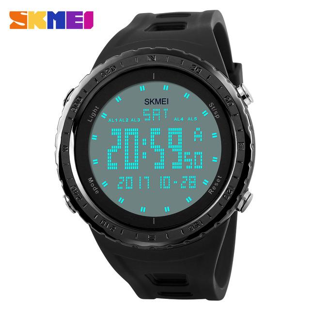 Skmei Outdoor LED Digital Sport DG1246 Water Resistant Anti Air WR 50m Jam Tangan Pria Sport Diameter 49mm Trendy Casual Watch Tali Strap Silicone Karet Wristwatch Men Fashion Accessories Wrist Watch Waterproof Sporty Penunjuk Waktu - Black