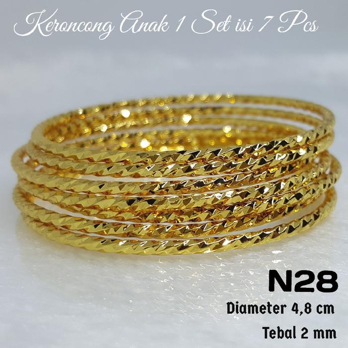 N28 Gelang Keroncong India Anak (Perhiasan Imitasi Xuping Lapis Emas)