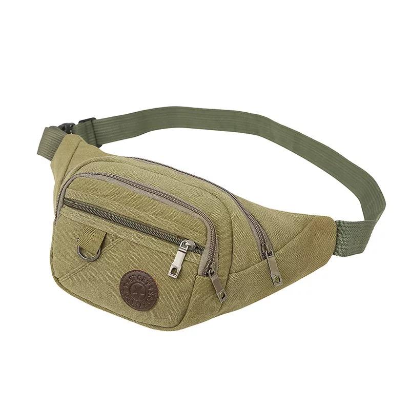 Sport Tas Pinggang Pria Canvas Waist Bag Chest Bag Tas dada Bahan canvas tebal 1201-7ZV Green