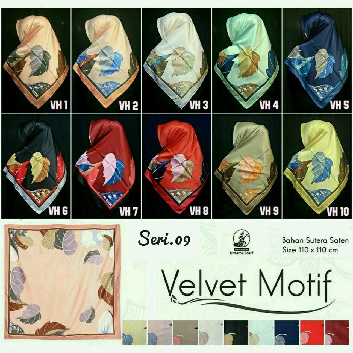Jilbab Segiempat Satin Velvet Motif Umama Seri 9 / Segi Empat / Segi4