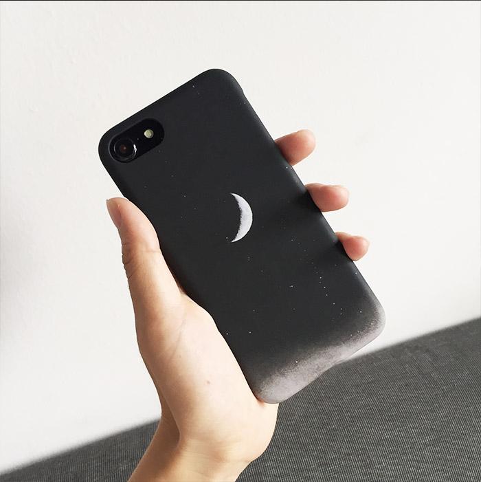 Padang Gurun Selubung Ponsel Iphone8x PLUS Sederhana Hitam Asli Hardcase Lembut
