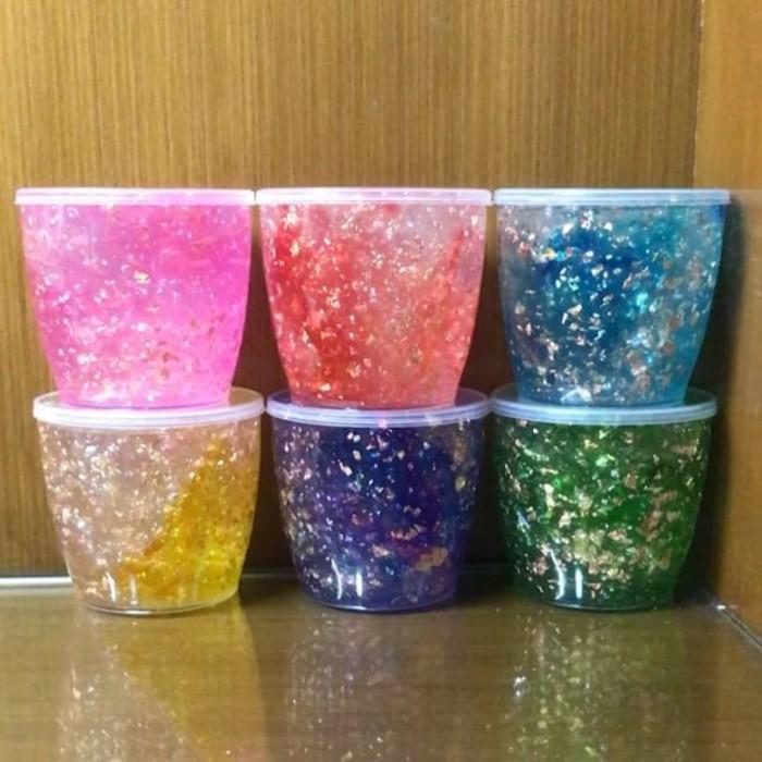 Foil Slime 200Gr By Wmybshop Clear Galaxy Rainbow Scented Gold Leaf - Fpq3si