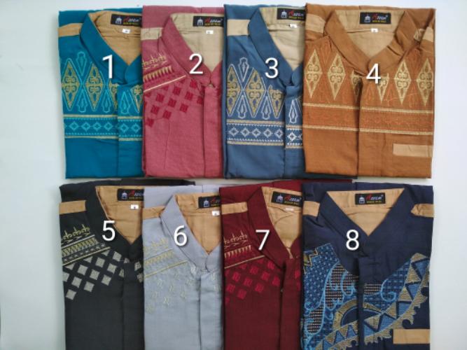 Baju koko bordir lengan pendek busana muslim pria grosir murah mewah