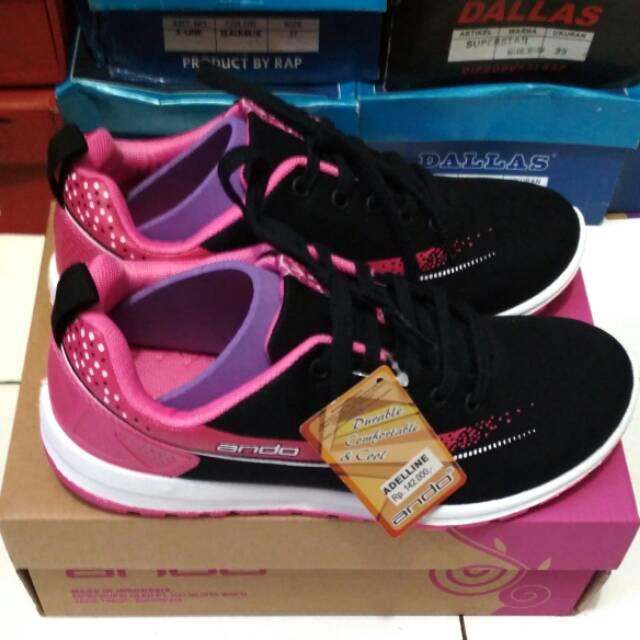 Sepatu Olahraga Adelline Black Wanita Asli Ando Original Sport Cewek cewe Murah