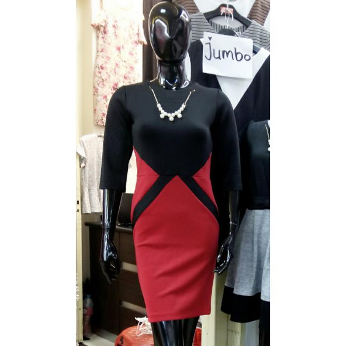 DRESS 246 Dress Bodycon Olla Ramlan Kombinasi X Lengan 3/4