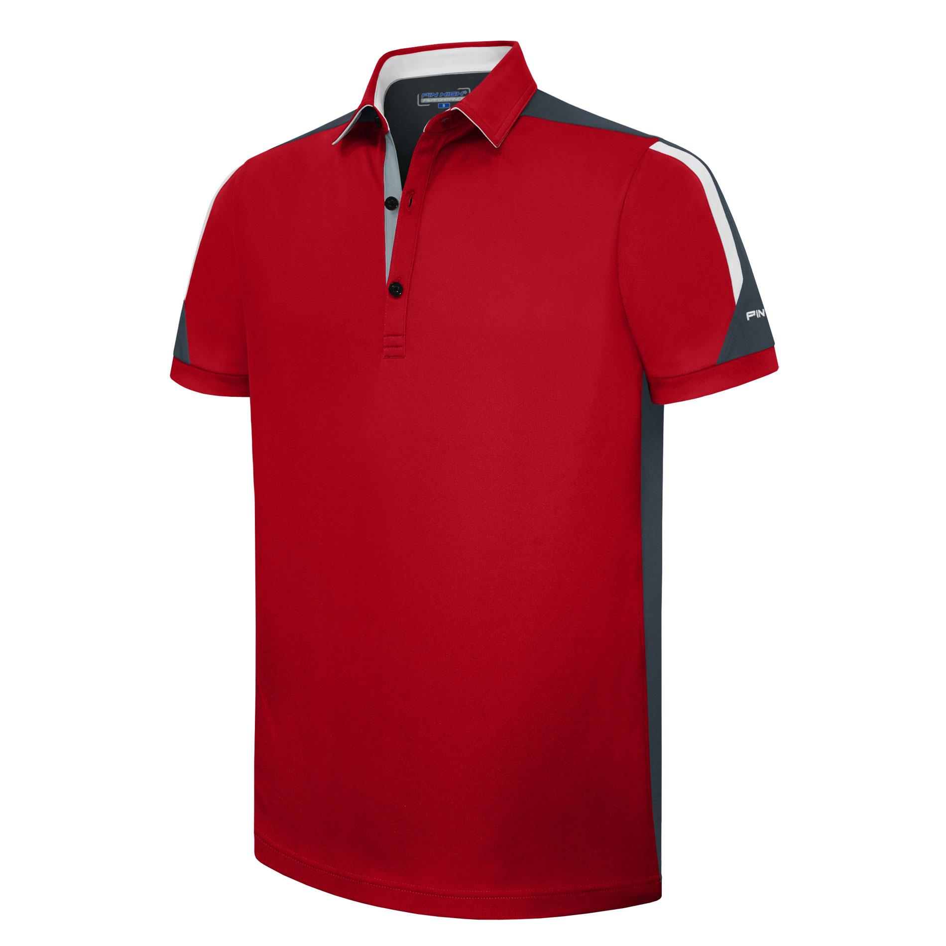 PIN HIGH Baju Golf David CurrentRed DarkSlate White