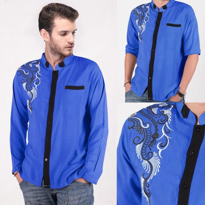 Super Murah! Baju Koko Pria Rayon Bangkok BiruKode Dhala-FASH019