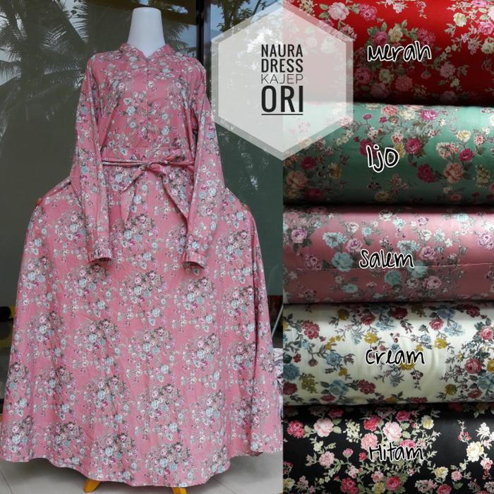 Gamis / Baju Muslim Katun Jepang Original Motif Naura (Ready)