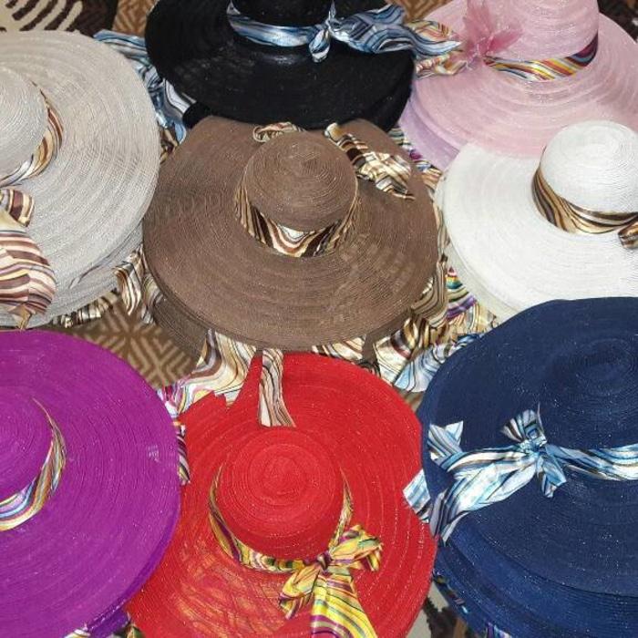 grosir topi pantai murah floppy model anyam lebar import PROMO