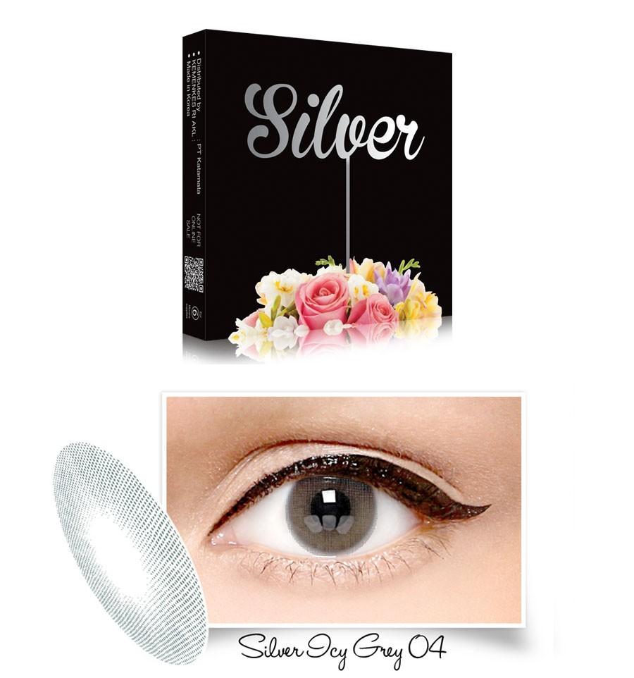 Exoticon X2 Ice Silver Softlens - 04 Silver Icy Gray + Gratis Lenscase
