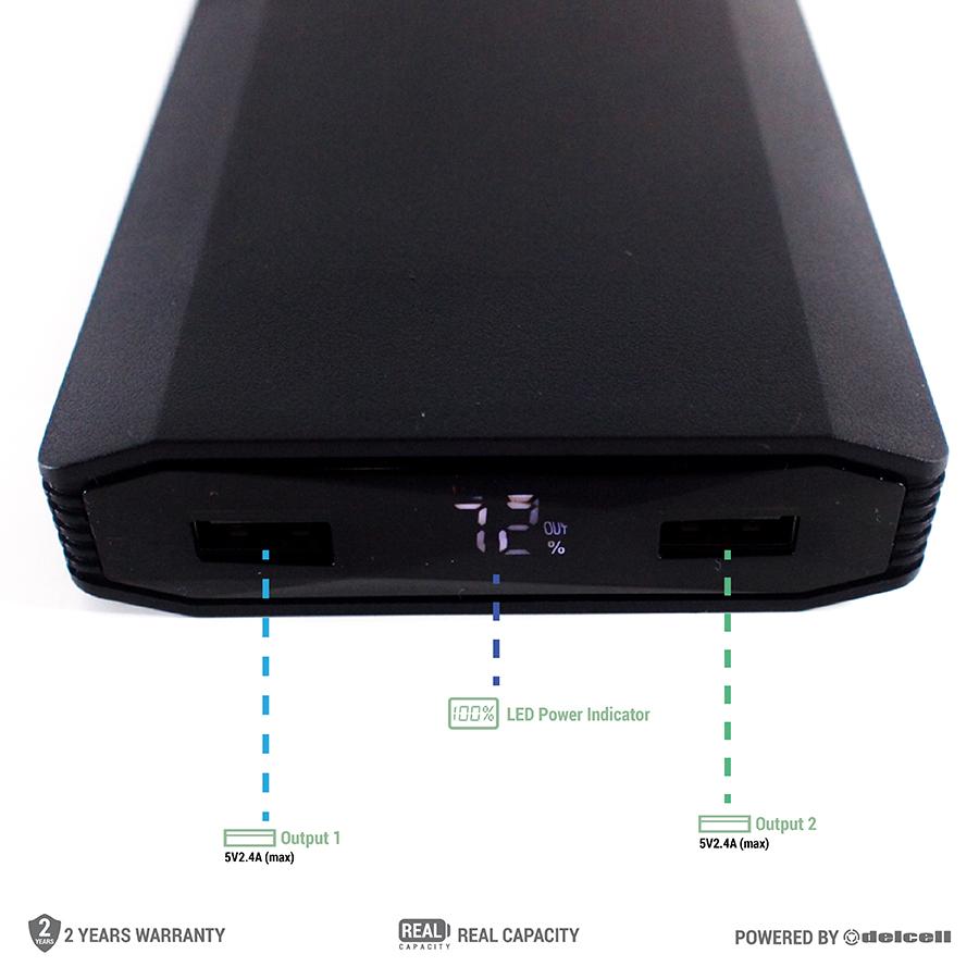 ... EXCLUSIVE LAZADA Delcell 21000mAh Powerbank MEGA Real Capacity Digital Display Fast Charge Dual Output Garansi Resmi ...