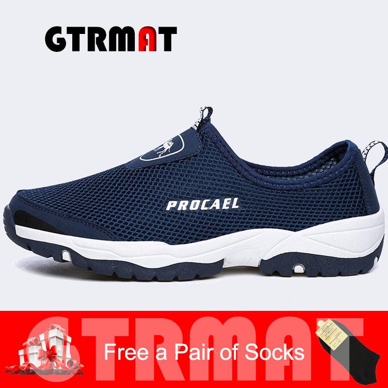 GTRMAT Mode Her Kets Pria Di Net Slip-ons Berjalan Sepatu Sepatu Pria