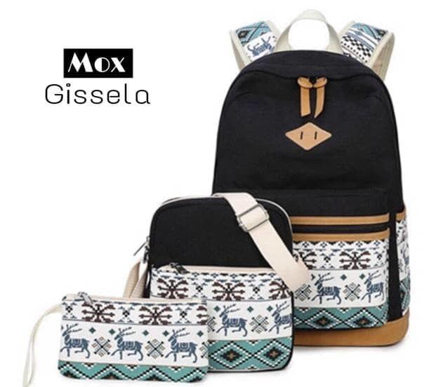 Jual PUSAT GROSIR Tas Ransel Sekolah Anak SD Batik Gisel 3in1 Murah Hitam Promo