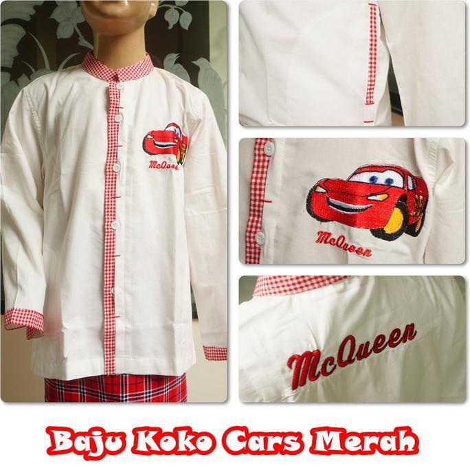 Promo Baju Koko Cars Merah L Mukena Bali Anak Mukenah Katun Jepang Parasut Jumbo Polos Terusan