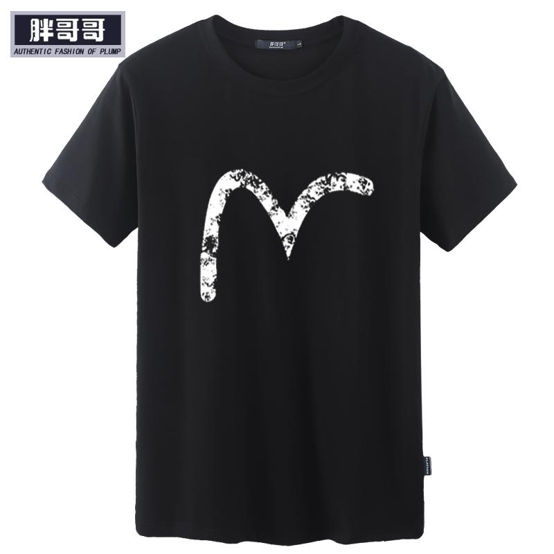 Lemak Kakak Laki-laki Lingkaran Mendapatkan Besar Kode Jepang-A Tide Kartu Han Ban dari Bunga Lengan Pendek t-shirt Menambahkan Lemak Pembesaran untuk Pertimbangan untuk Musim Panas Setengah Xiu Adalah Pria 3 Dolar-Intl