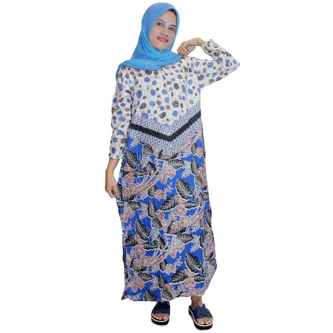 Longdres Batik, Daster Muslim, Pakaian Sehari-hari Wanita, Leher Kancing, Bumil, Busui (LPT001-07) Batik Alhadi
