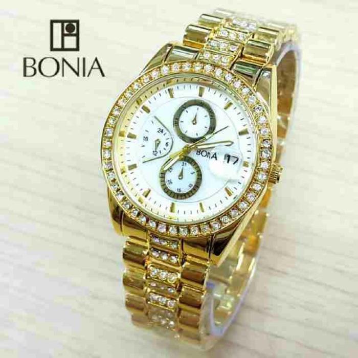 PROMO TERBATAS!!! JAM TANGAN WANITA BONIA RANTAI MATA GOLD Terbaru Murah