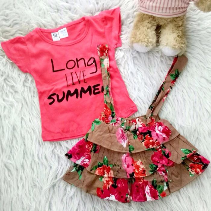 Setelan Overall Baju Rok Bayi Anak - Overall Rok Long Summer
