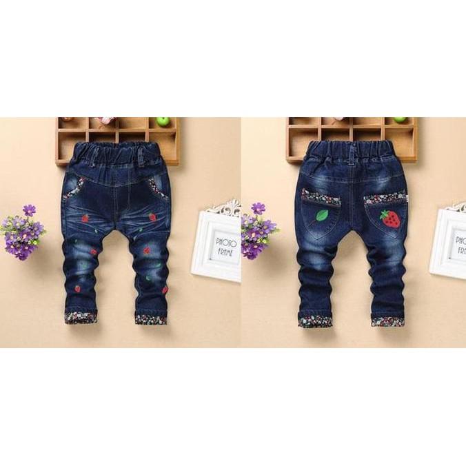PROMO SALE CELANA JEANS PANJANG ANAK CEWEK PEREMPUAN IMPORT STRETCH STRAWBERRY FZ001XO
