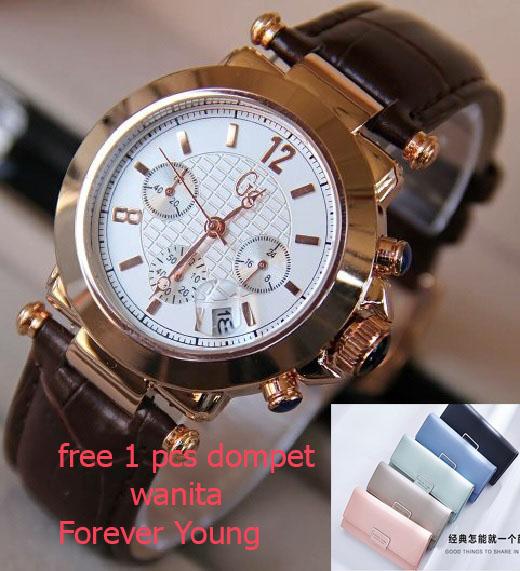 jam tangan wanita fashion GC Watch collection-Hegner-swiss army-alba - tanggal - rose case gold - free box dan free 1 pcs dompet wanita
