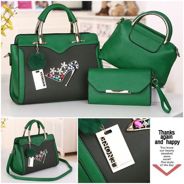 SQ2599 PROMO TAS LENORE CINDERELLA HEELS 3IN1 TAS WANITA MURAH MERIAH TAS IMPORT TAS BRANDED CANTIK SUPPLIER TAS BATAM