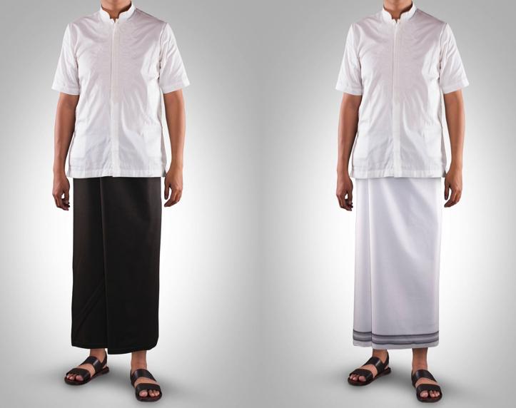 Sarung Mangga / Sarung Tenun Mangga Fiesta Polos - Hitam Tumpal dan Putih Tumpal ( 2pcs )