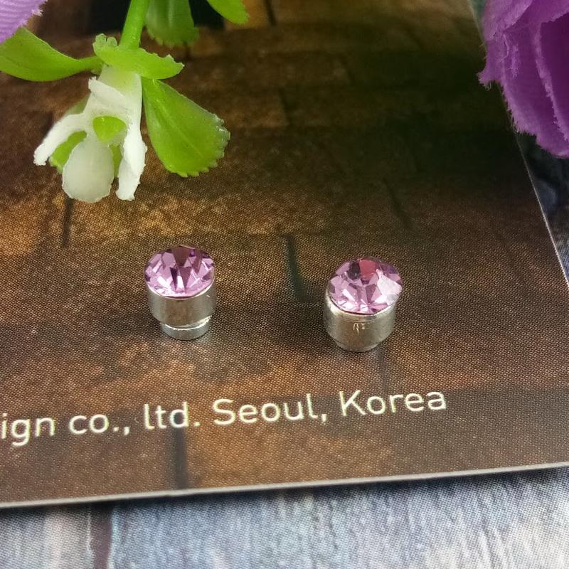 Anneui - Anting magnet kristal tanpa tindik swag kpop korea - Ukuran 4 mm
