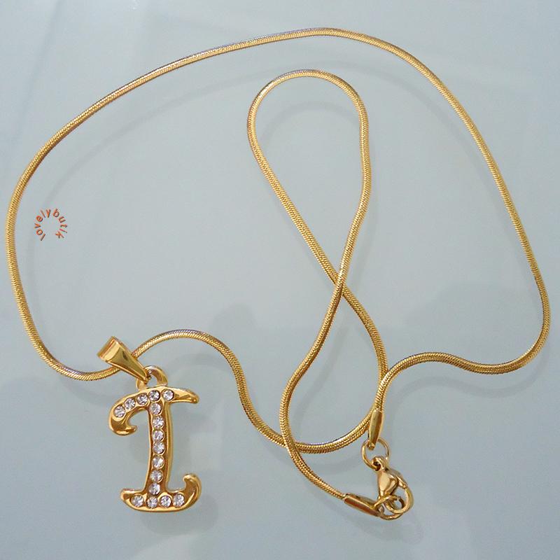 Lovely Honey Kalung Titanium Inisial I Gold Wanita / Kalung Titanium Wanita / Kalung Titanium / Aksesoris / Aksesoris Wanita / Kalung Wanita