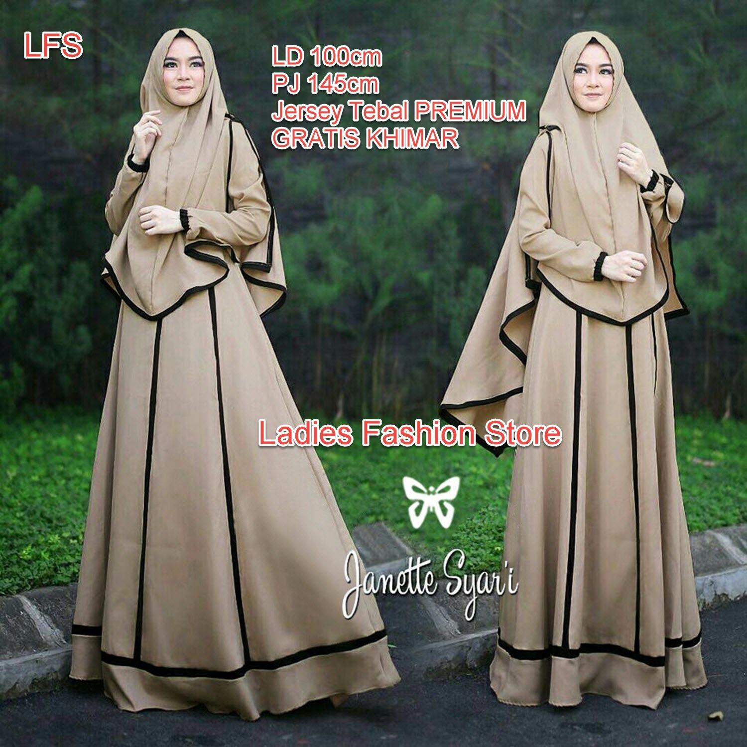 Baju Wanita Shop Dress Baju Gamis Muslim Imelda / Gamis Muslim Syari Syar'i Fashion Maxi Polos / Syari Simple Elegant / Baju Muslim Wanita (nettaja) SS - Mocca