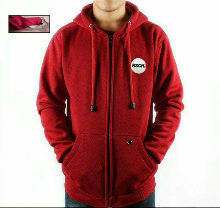 JAKET SWEATER HOODIE FINGER RSCH MAROON JUMPER PRIA WANITA GROSIR