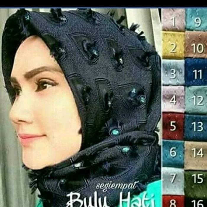 kerudung / hijab / jilbab segi empat bulu hati bawal MUSLIMAH TERNDY