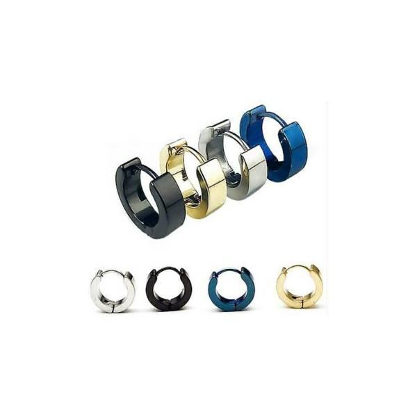 Tindik Anting Pria Cowok Titanium Black Silver Gold Sepasang