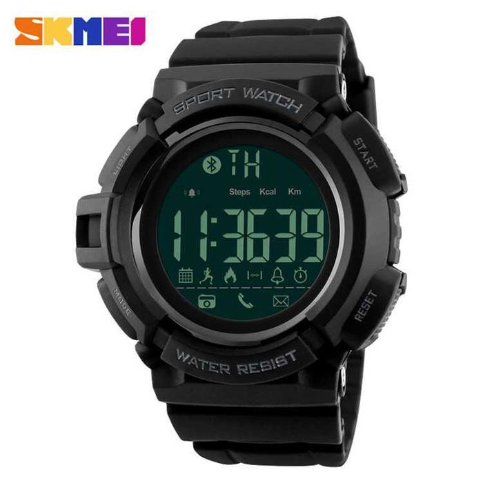 Jam tangan pria/Jam tangan wanita/Jam tangan couple/Jam tangan pria anti air/Jam tangan casio/Jam tangan wanita anti air/Jam tangan pria casio Smart Watch SKMEI 1245 Bluetooth Pedometer Water Resist 50M - Black