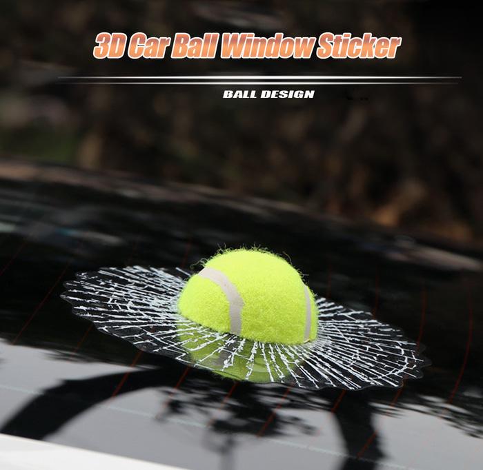 Stiker Mobil 3d kaca mobil rumah retak prank ball kena bola