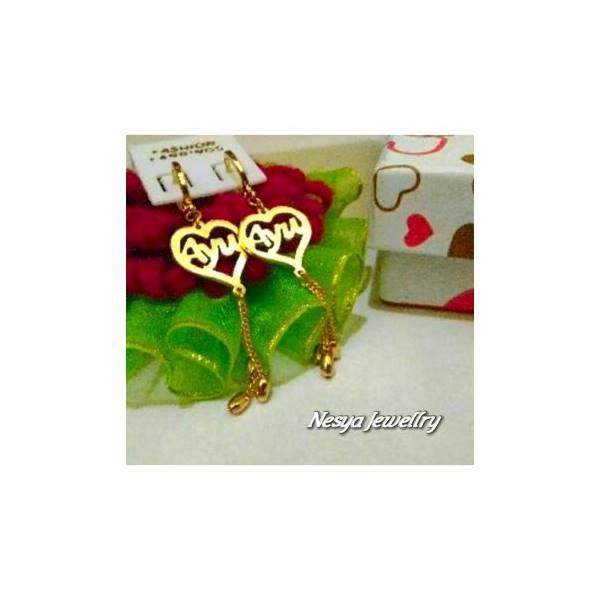 Anting ~ Anting/ Giwang Nama Lapis Emas Font Love €¦