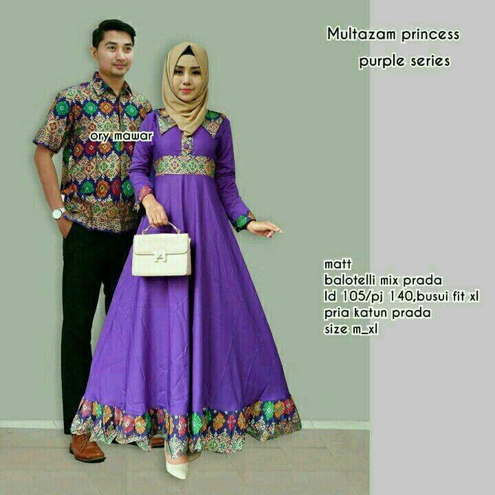 TERMURAH - Baju batik couple - baju muslim wanita terbaru 2018 - kebaya coupel Modern - Couple Batik - Batik Sarimbit - Batik Kondangan - Baju batik Multazam Princes Ungu