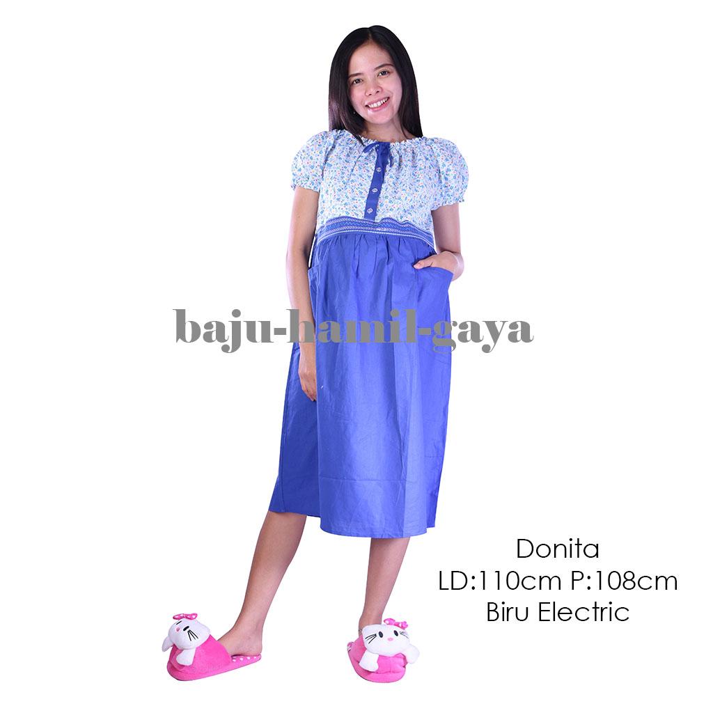 Baju Hamil Gaya - Dress Hamil - DONITA BIRU ELECTRIC - Terusan Hamil / Dress Menyusui / Baju Wanita Hamil / Baju Ibu Hamil Murah / Baju Hamil Murah / Baju Hamil Harga Murah / Daster Hamil Murah / Baju Hamil Santai / Baju Hamil Kerja / Baju Kerja Hamil
