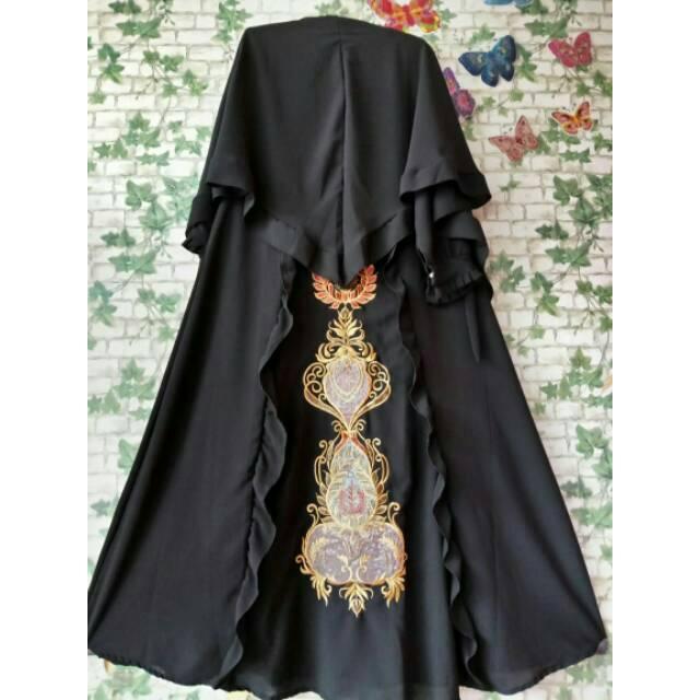 Gamis syari bubblepop bordir polos busui hijab maxi dress hijab baju muslim murah gaun pesta mewah ecer 1-2pcs