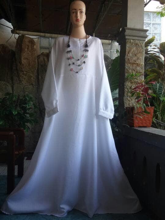 Gamis 3xl ld 120cm big size/gamis jumbo putih polos/dress putih
