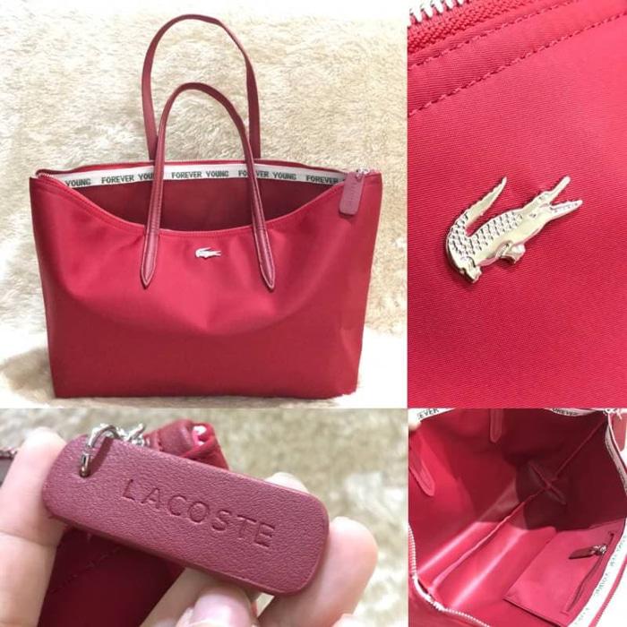 Tas Tote Bag Branded Wanita Cantik Berkelas tas wanita grosir import murah branded, LACOSTE MOTIF IMPORT