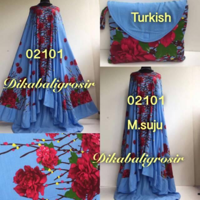 MUKENA BALI SUPER JUMBO 02101 white flower blue