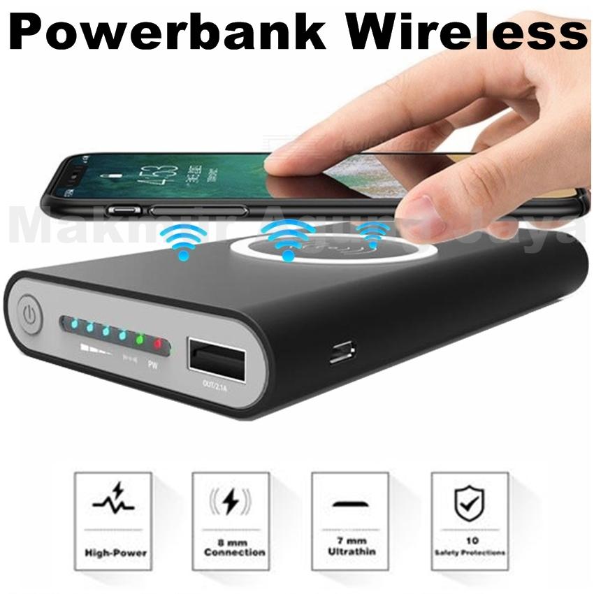 MAJ Powerbank wireless series Q1 new pertama di indonesia 10000mAh Support for android - ios Compatible for Samsung galaxy Note 8, S8, S8+, S7, S7 Edge, Note 5, S6, S6 Edge, Apple: iPhone X, iPhone 8, iPhone 8+