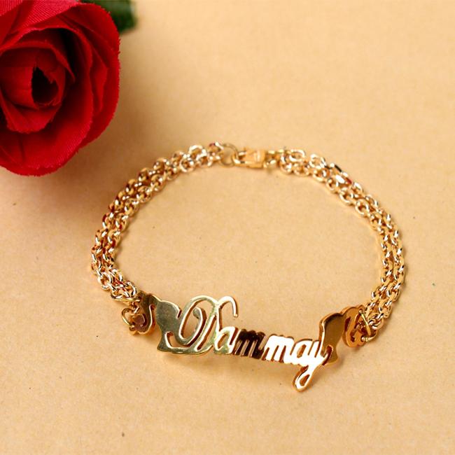 Jual Gelang Nama Gold Lapis Emas 24 Karat Bisa cetak sesuai nama