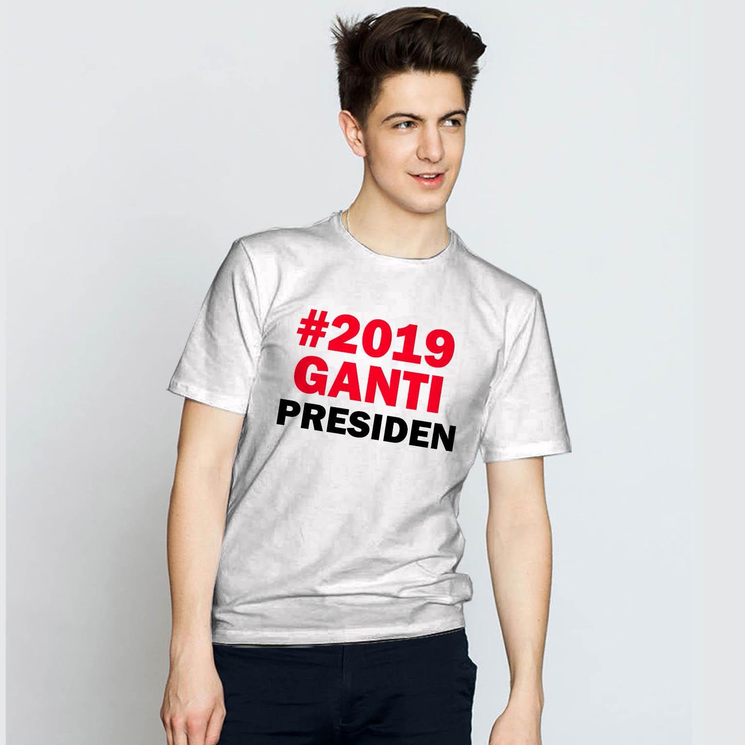 Pd Cloth Kaos 2019 Ganti Presiden High Quality Lengan Pendek - Putih